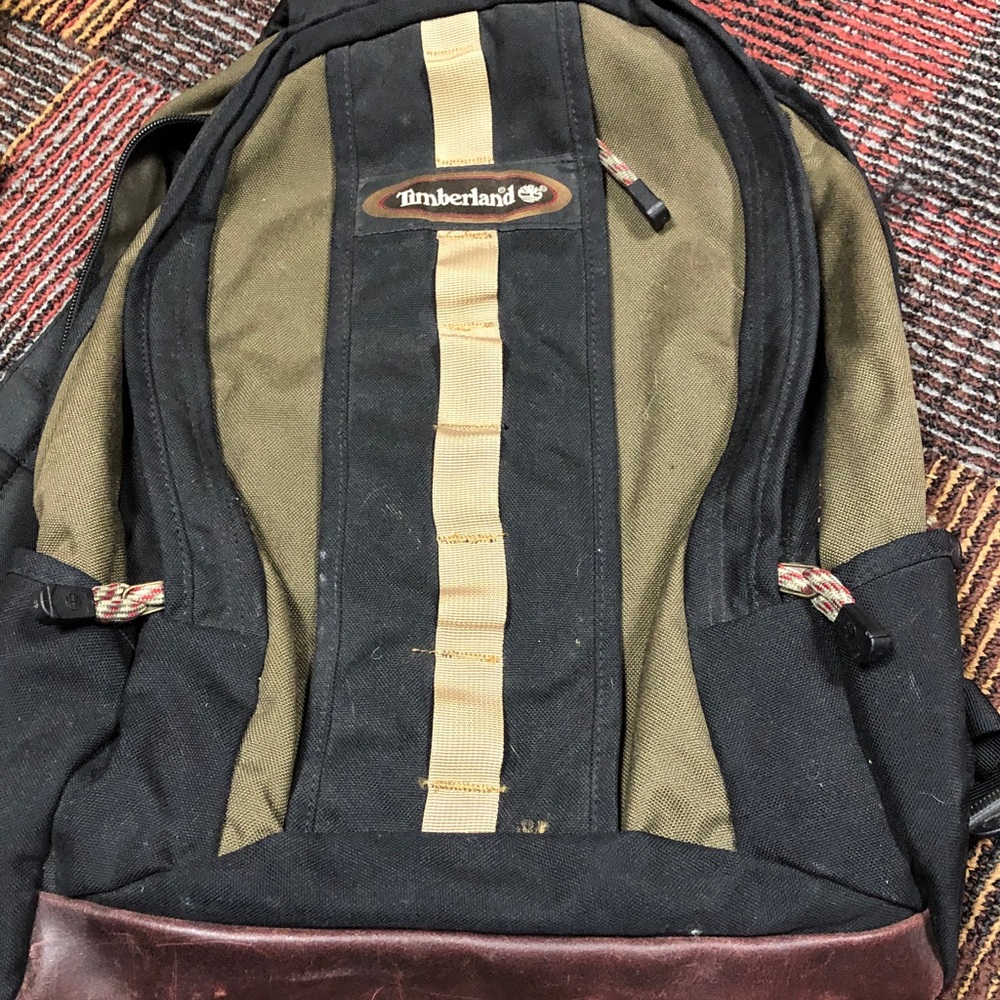 Timberland Olive, Black & Tan Nylon Backpack